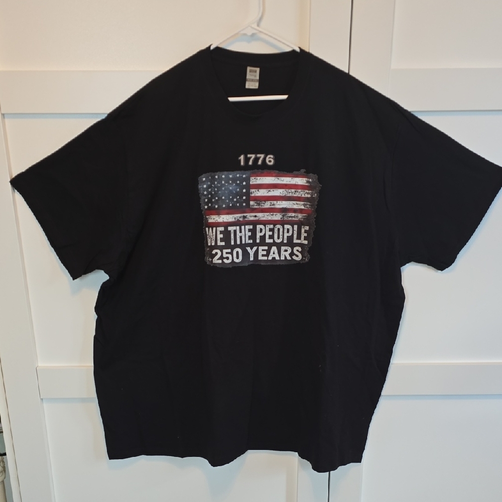 Men's Black Graphic Tee with Patriotic Design